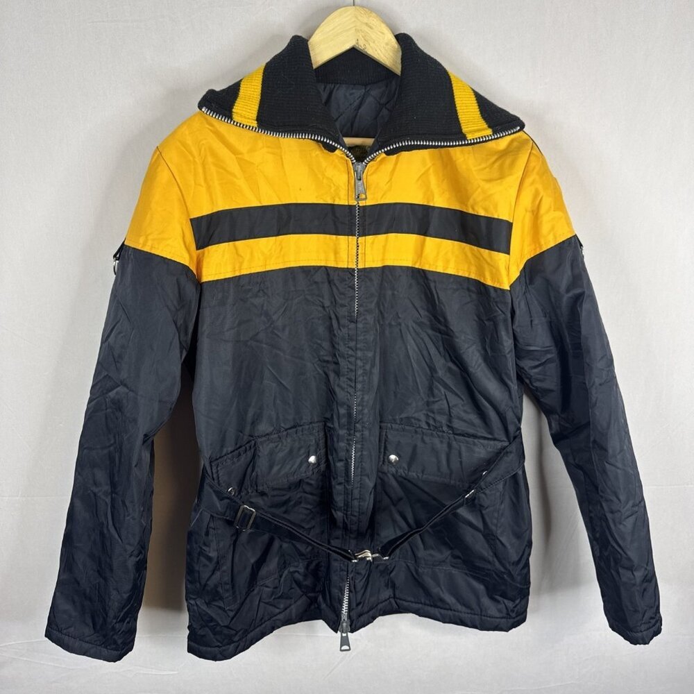 Vintage Stratford Canada Ski Jacket Yellow Black Belted Insulated Mens M‎ 70s
